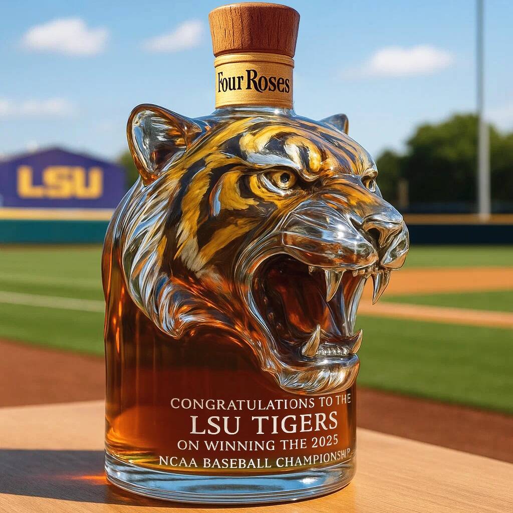 Whiskey bottle Commemorating LSU Tiger's 2025 NCAA Baseball Championship