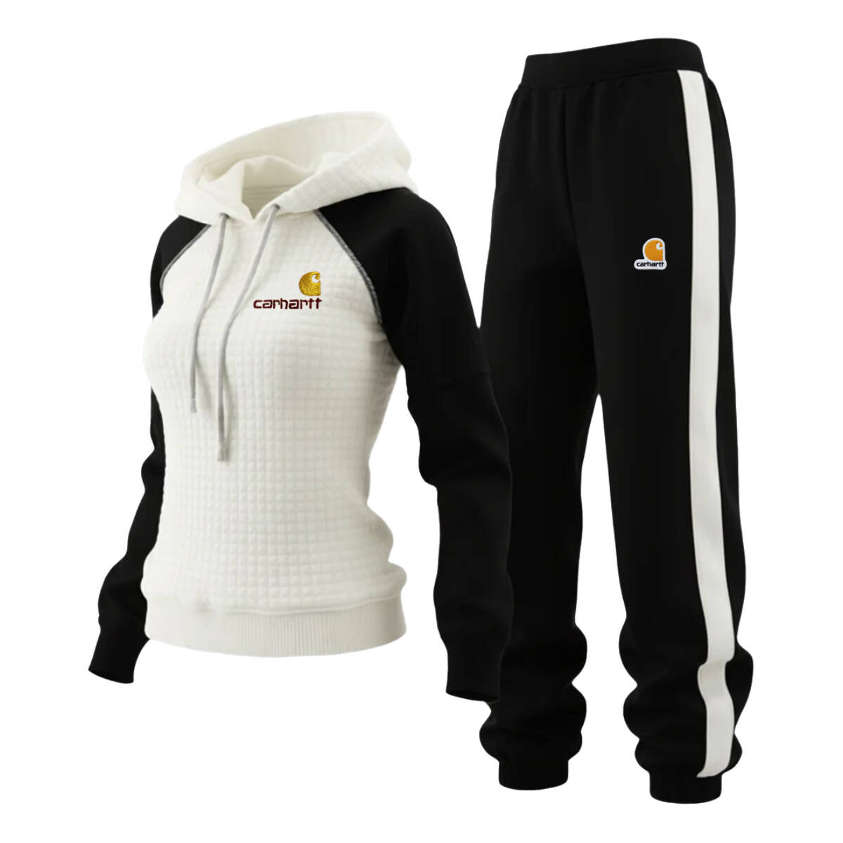 Ladies' Black And White Diamond-pattern Patchwork Suit