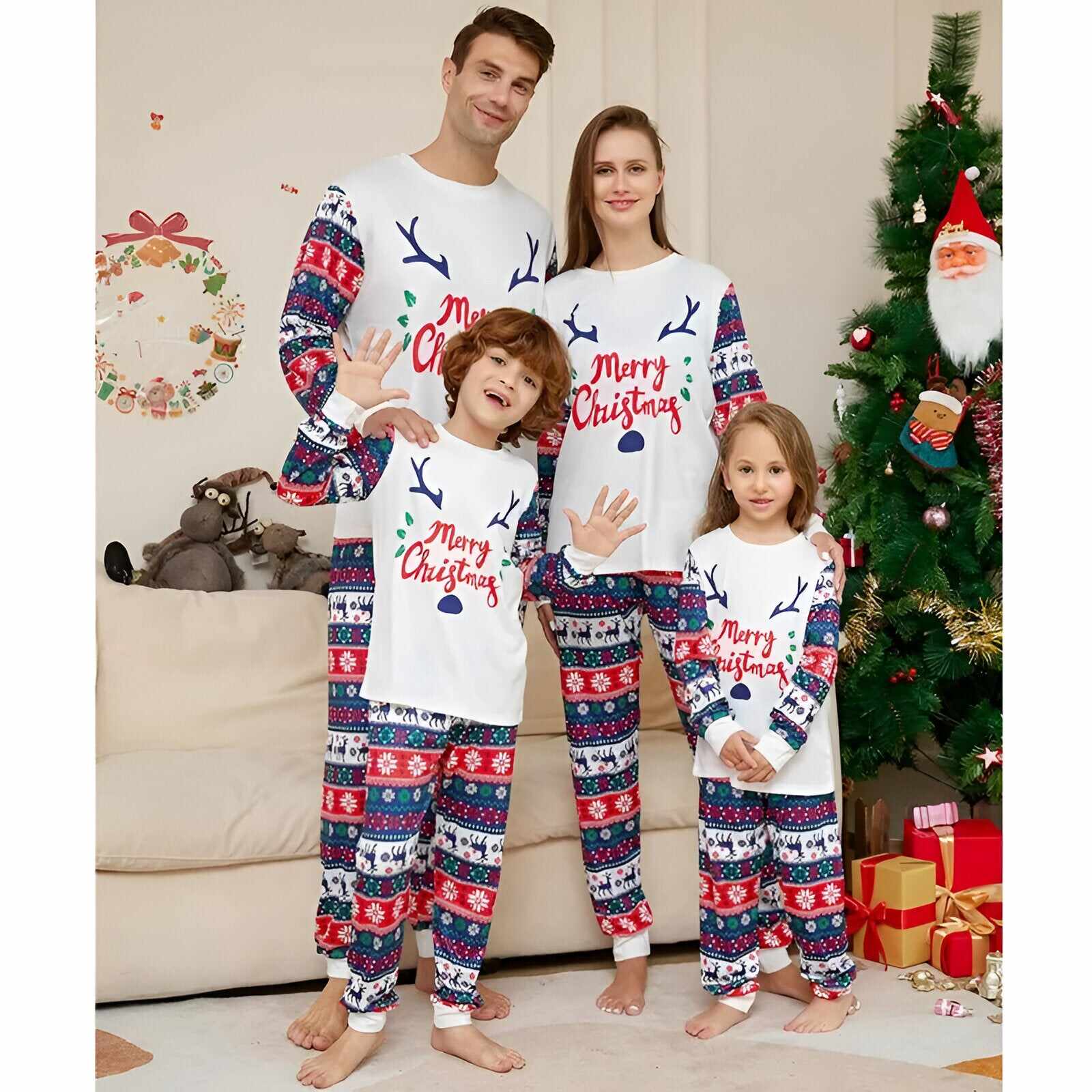 Kids White Matching Family Christmas Pajamas