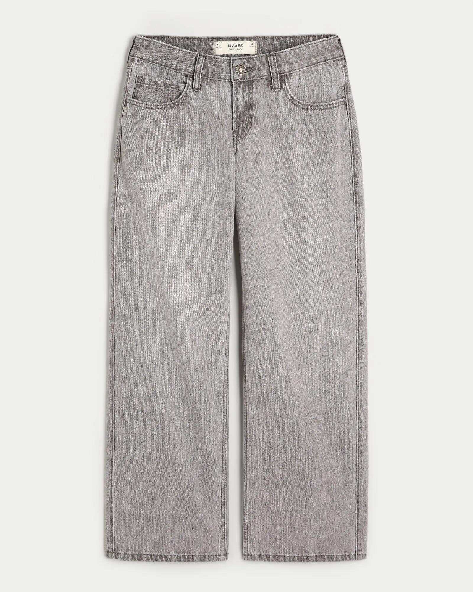Low-Rise Dark Wash Baggy Jeans