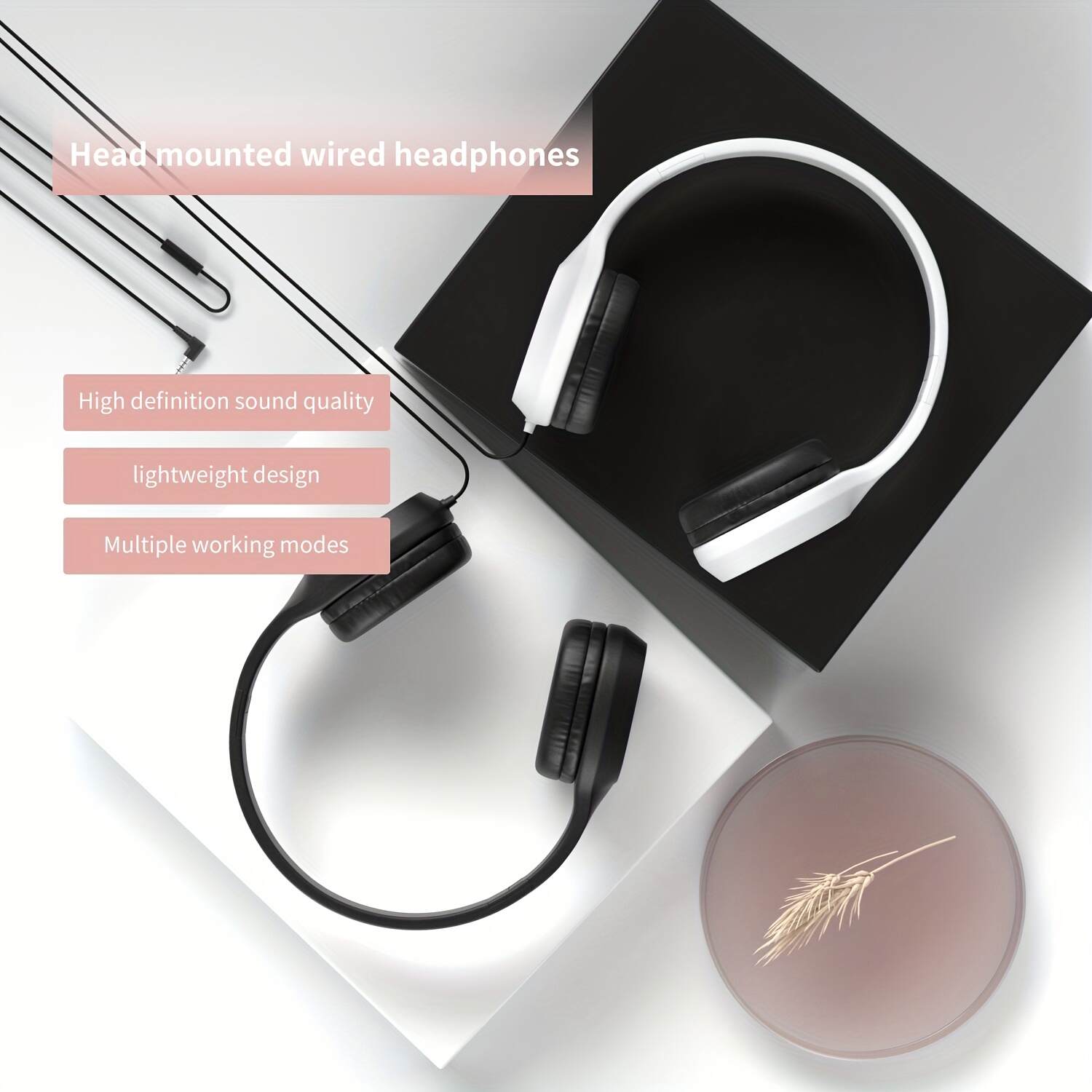 Stereo Headphones with Wire-Style Music Studs, Foldable for Mobile Phones, Computers, Tablets, and Laptops, High-Definition Sound for Clear Calls, Suitable for Watching Videos or Listening to Music