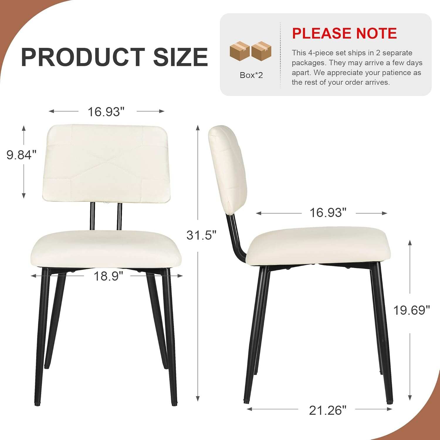 VECELO Dining Chairs Set of 2