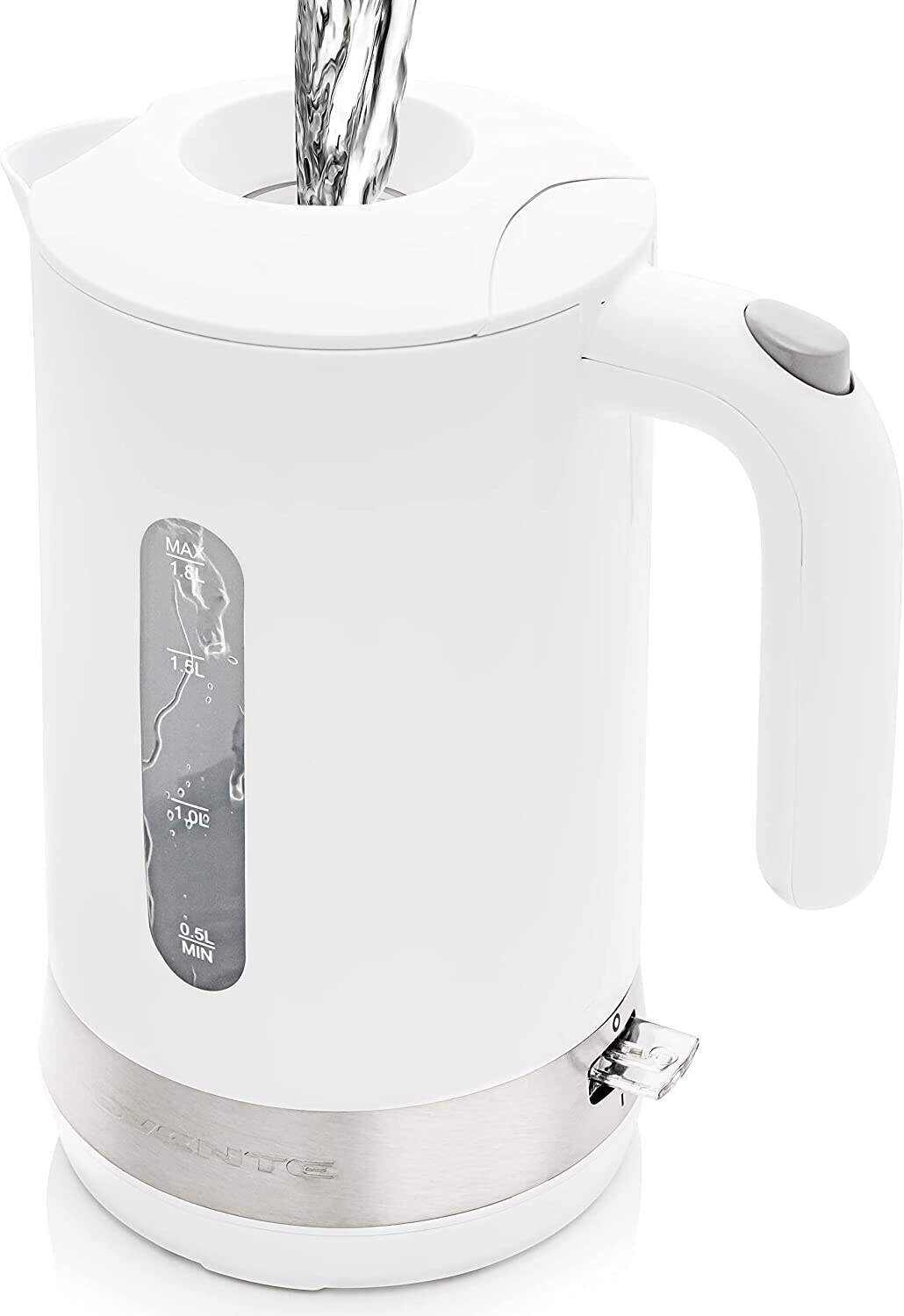 OVENTE Electric Kettle Hot Water Heater 1.7 Liter - BPA Free Fast Boiling Cordless Water Warmer - Auto Shut Off Instant Water Boiler for Coffee & Tea Pot - White KP72W
