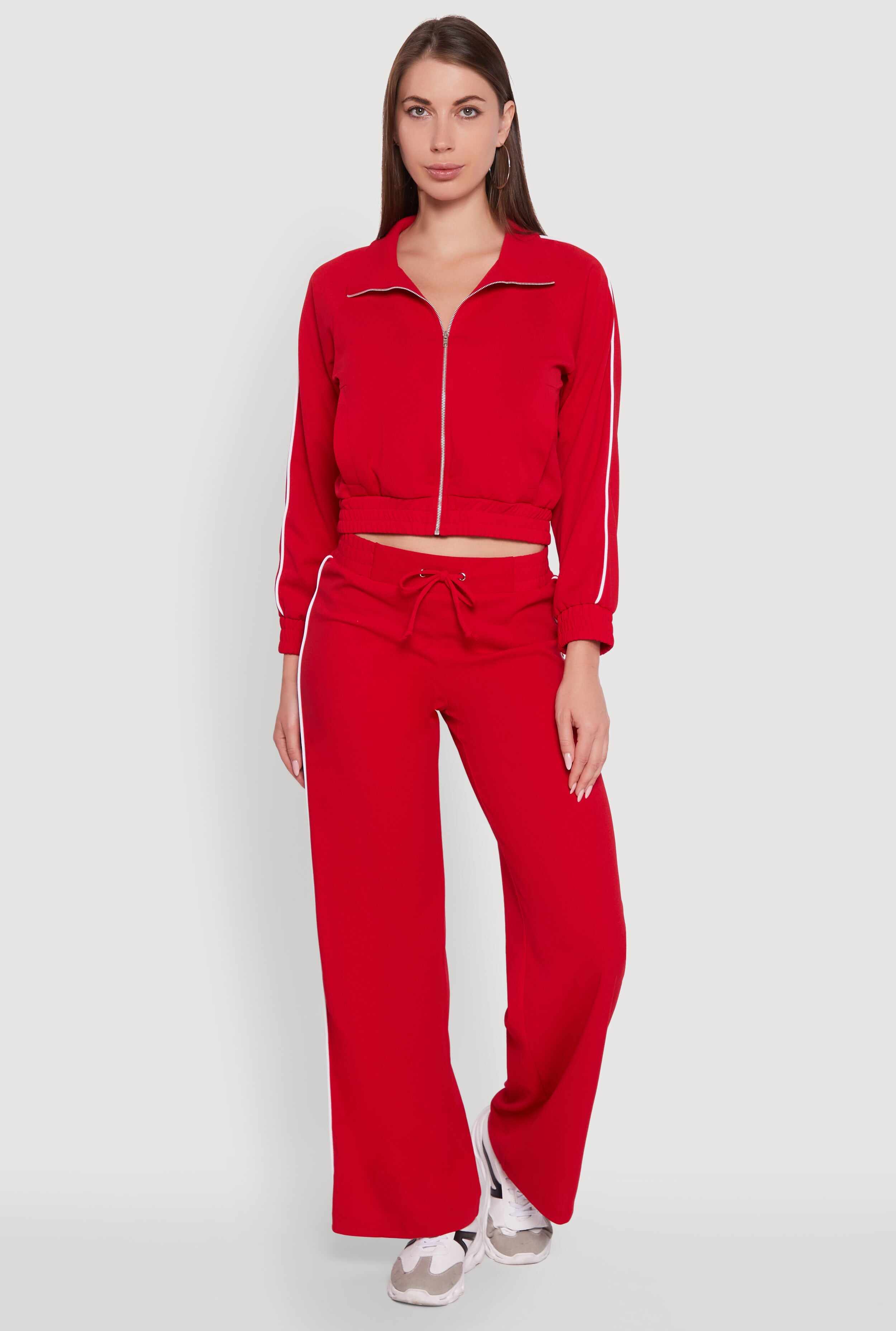 Wide Leg Crepe Knit Casual Pants