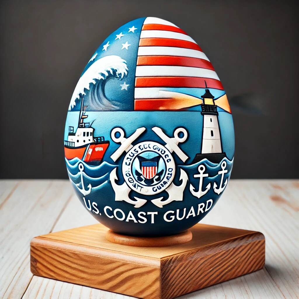 Hand-painted Military-themed Easter Egg