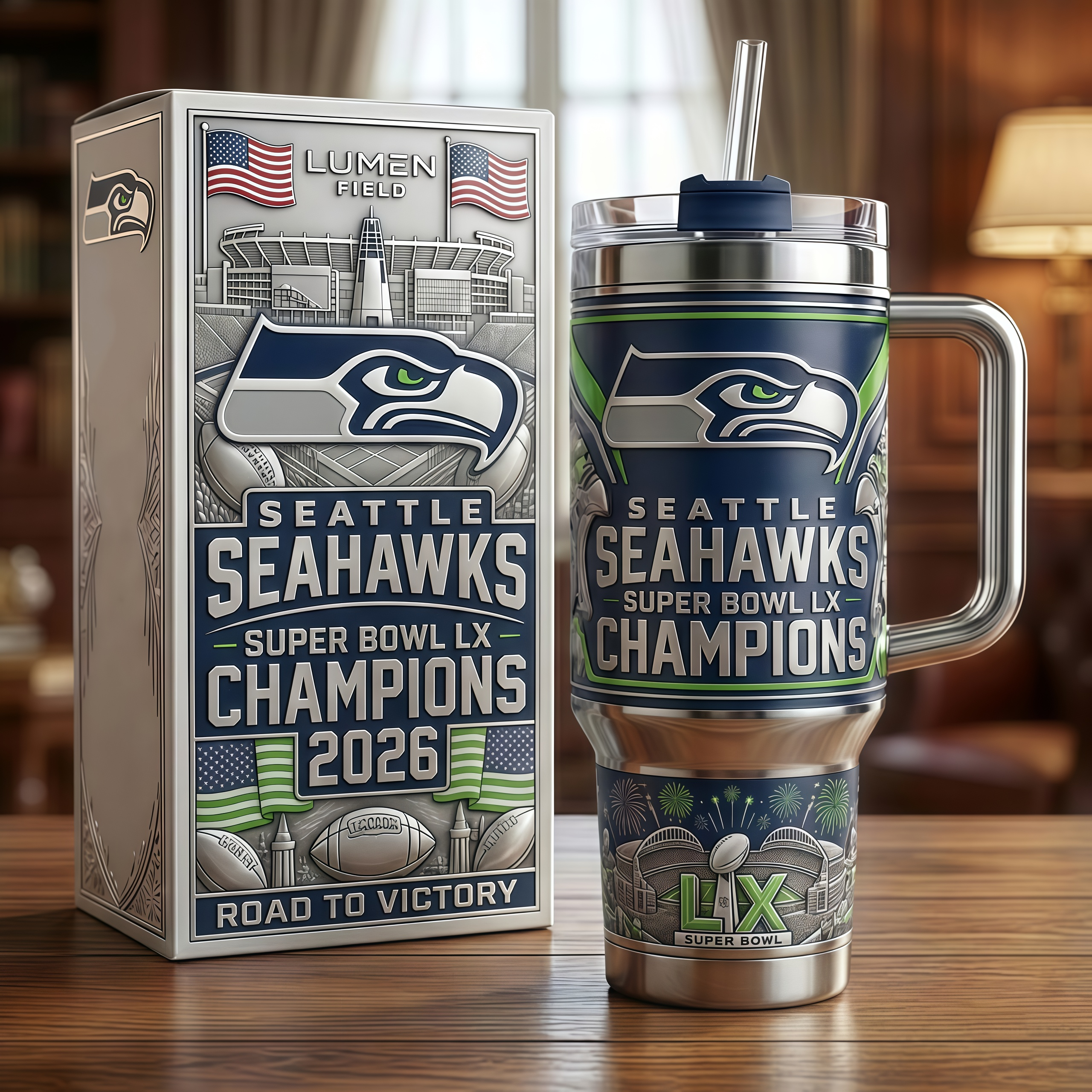 Seattle Seahawks Super Bowl LX Champions Commemorative Tumbler