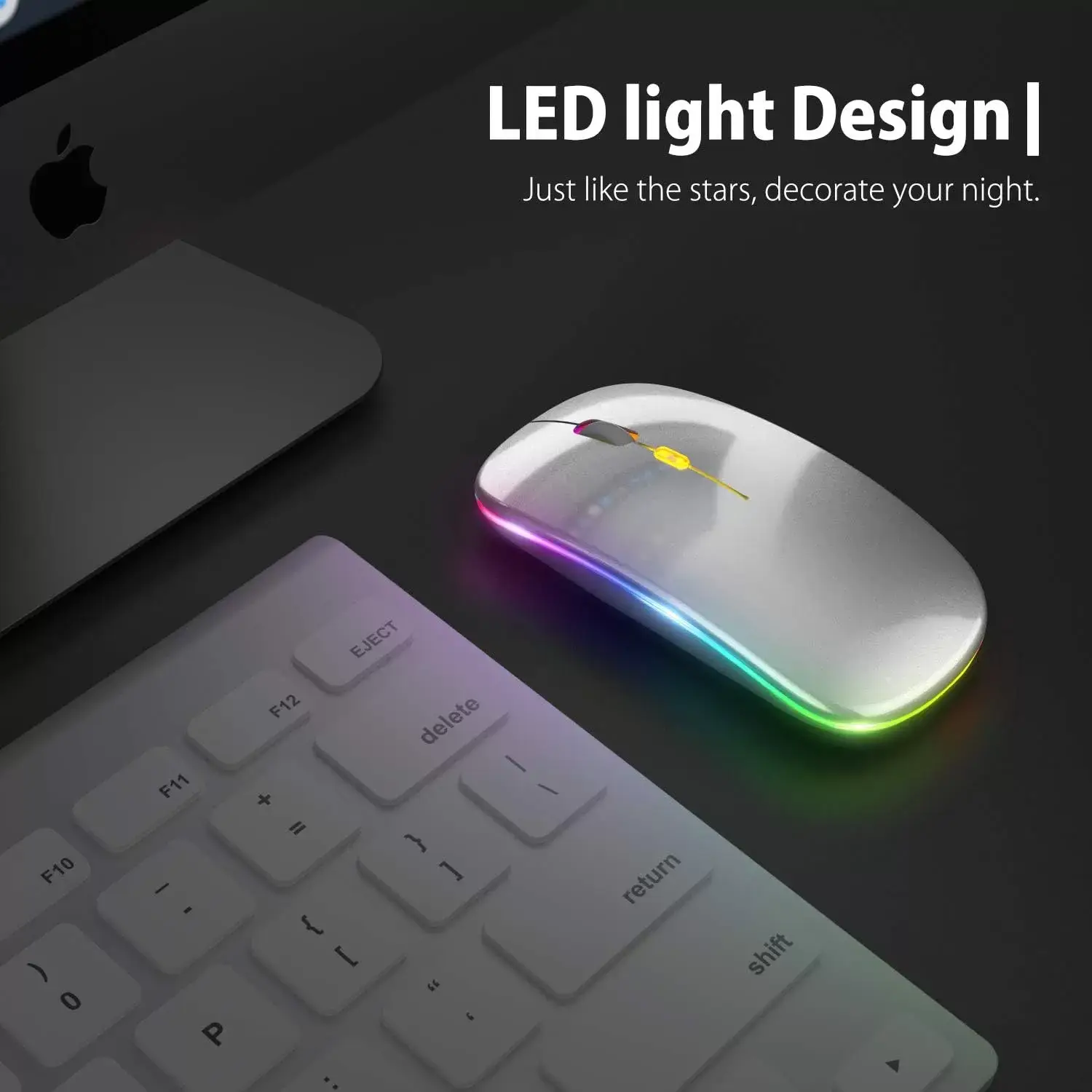 [Upgrade] LED Wireless Mouse, Slim Silent Mouse 2.4G Portable Mobile Optical Office Mouse with USB & Type-c Receiver, 3 Adjustable DPI Levels for Notebook, PC, Laptop, Computer, MacBook (Pink)