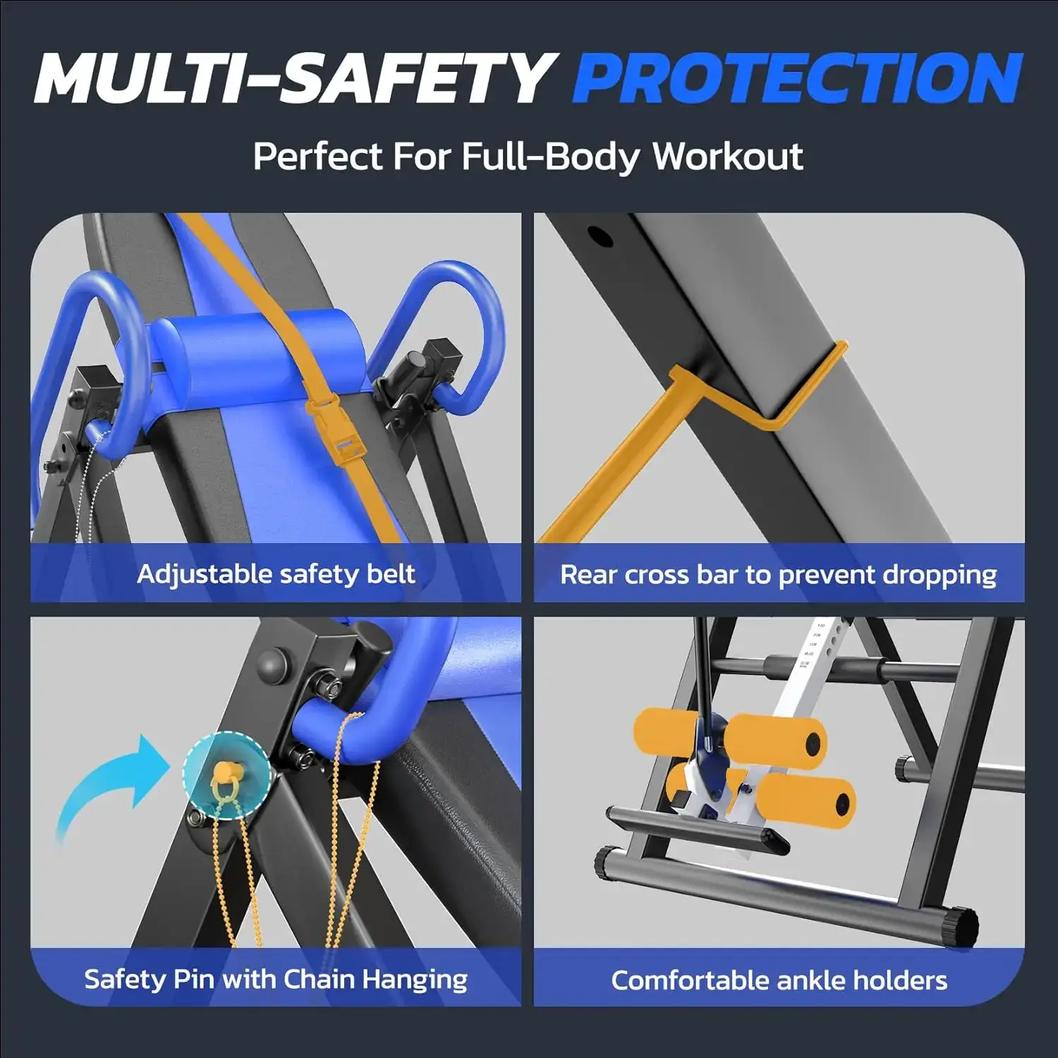 Heavy Duty Gravity Inversion Table | Adjustable Safety Belt & Headrest for Back Pain Relief Home Therapy