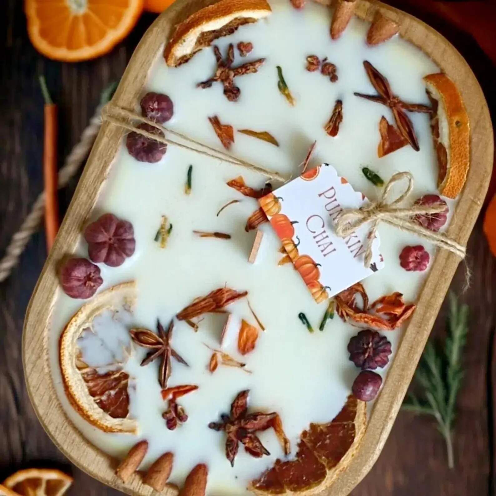 Spiced Orange Cinnamon Chai Dough Bowl Candle