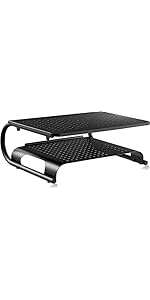 Computer Monitor Stand Riser,Monitor Riser for Laptop, Printer, Notebook and All Flat Screen TV Display with Vented Platform,3 Height Adjustable Laptop Riser,1 Pack,Black(MST003)