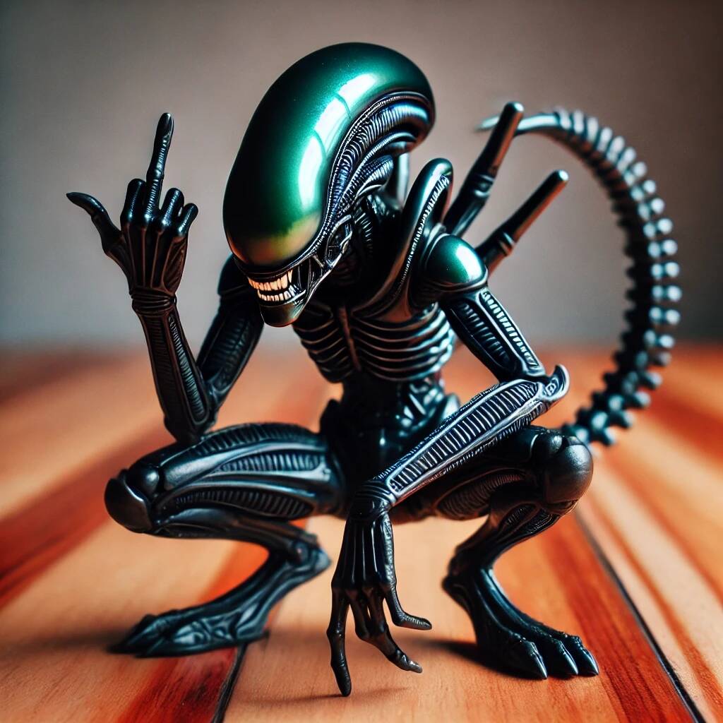 🖕👽Funny Middle Finger Xenomorph Figure