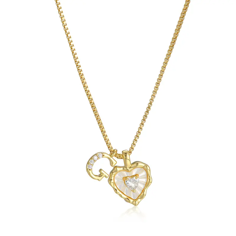 🔥Last Day 69% OFF ✨Gold Shell Heart CZ A-Z Initial Necklace, Valentine's Day Jewelry Gift