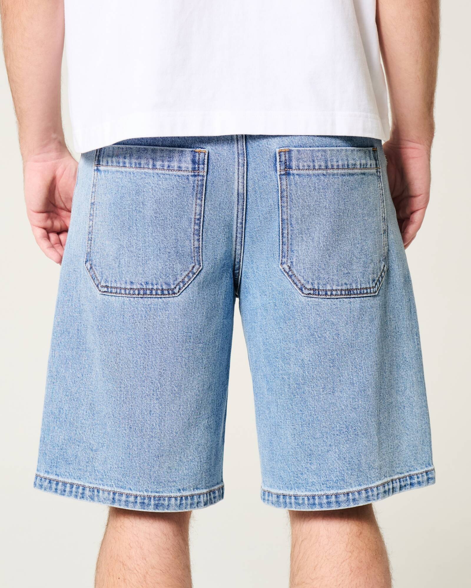 Washed Black Baggy Denim Shorts