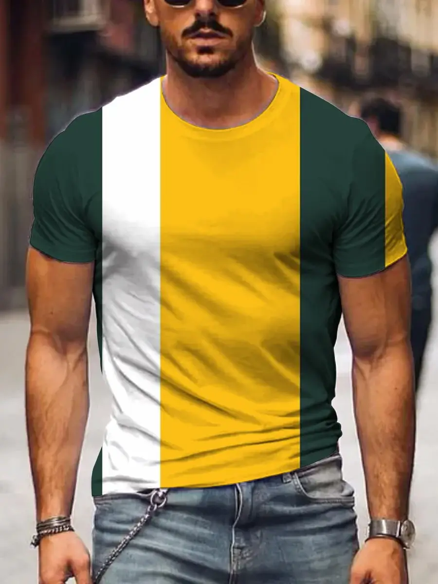 Men's American Football Fans Stripe Print T-Shirt