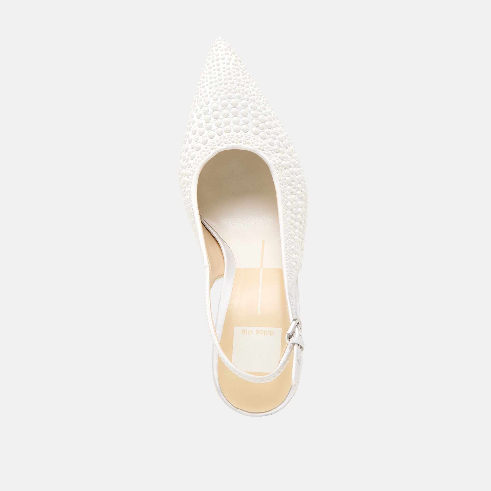 ELASI PEARL HEELS TRUE WHITE SATIN
