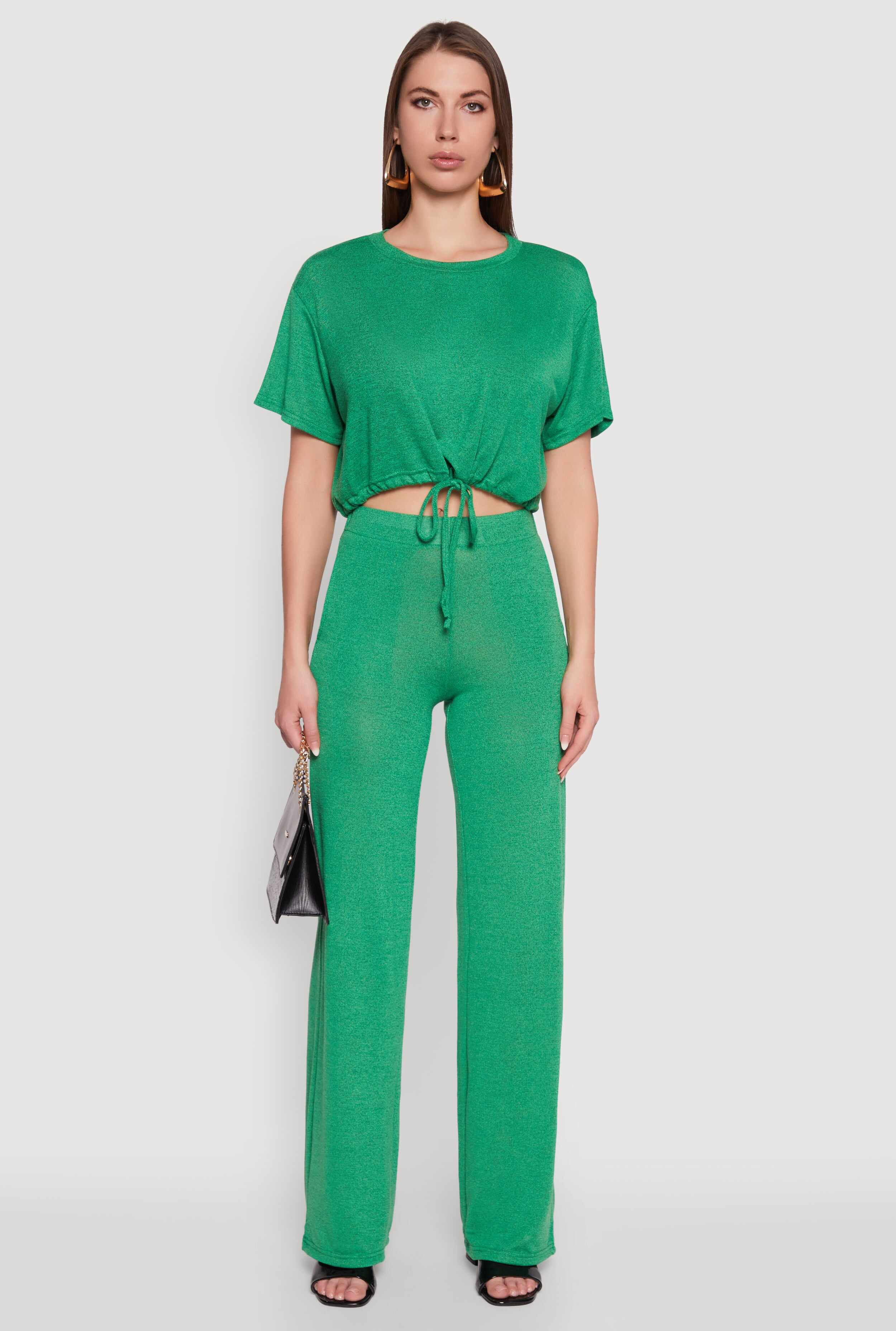 Daisy Drawstring Hem Crew Neck Cropped Tee