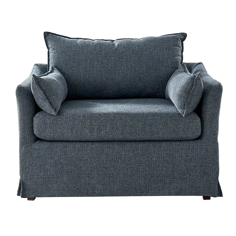 Miles Slipcovered Armchair with Large Ottoman