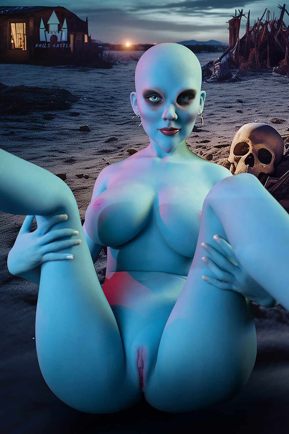 Dolls Castle Avatar 5ft58 / 170cm G#A12 Head TPE Full Size Blue Skin Alien Sex Doll