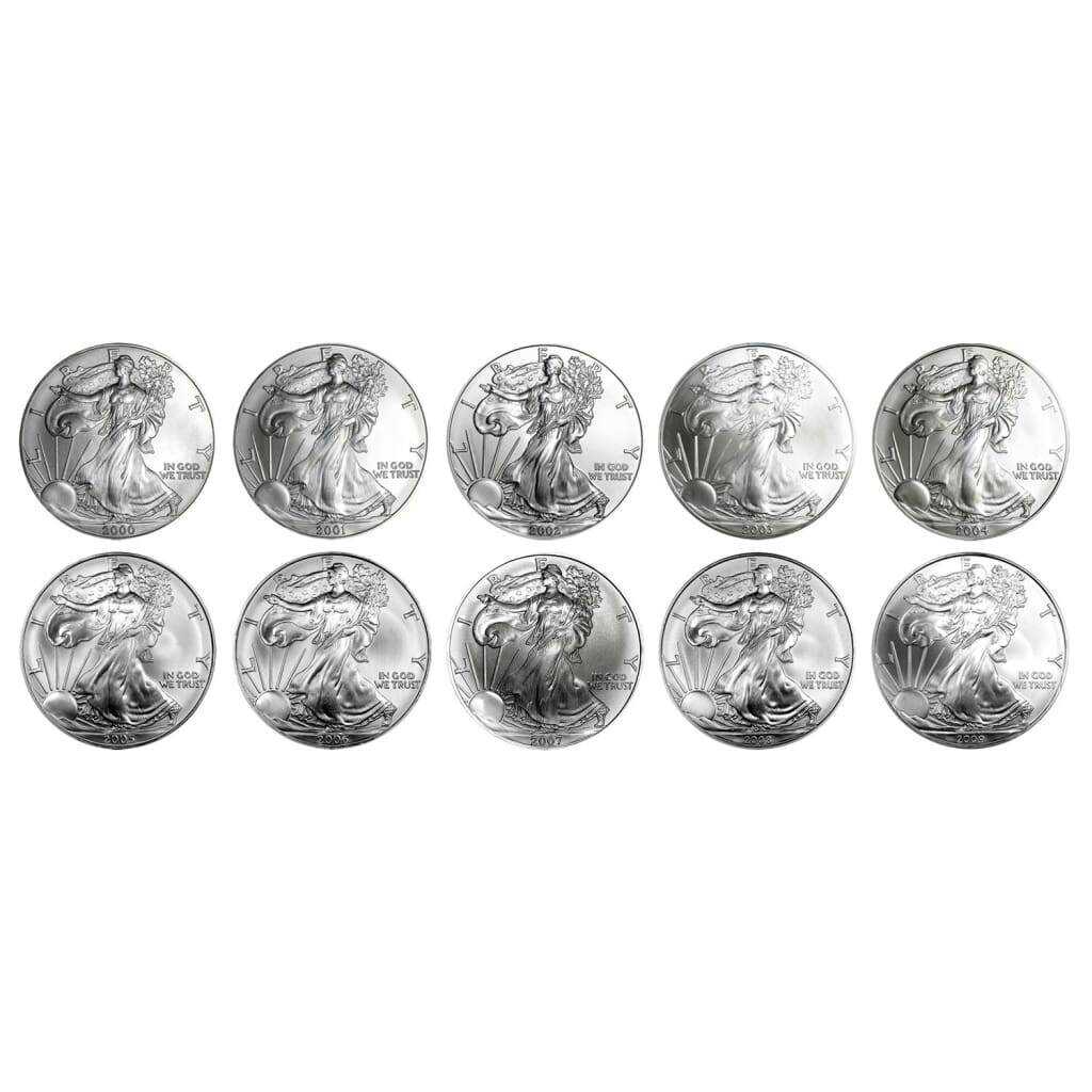 2000-2009 $1 American Silver Eagle Brilliant Uncirculated