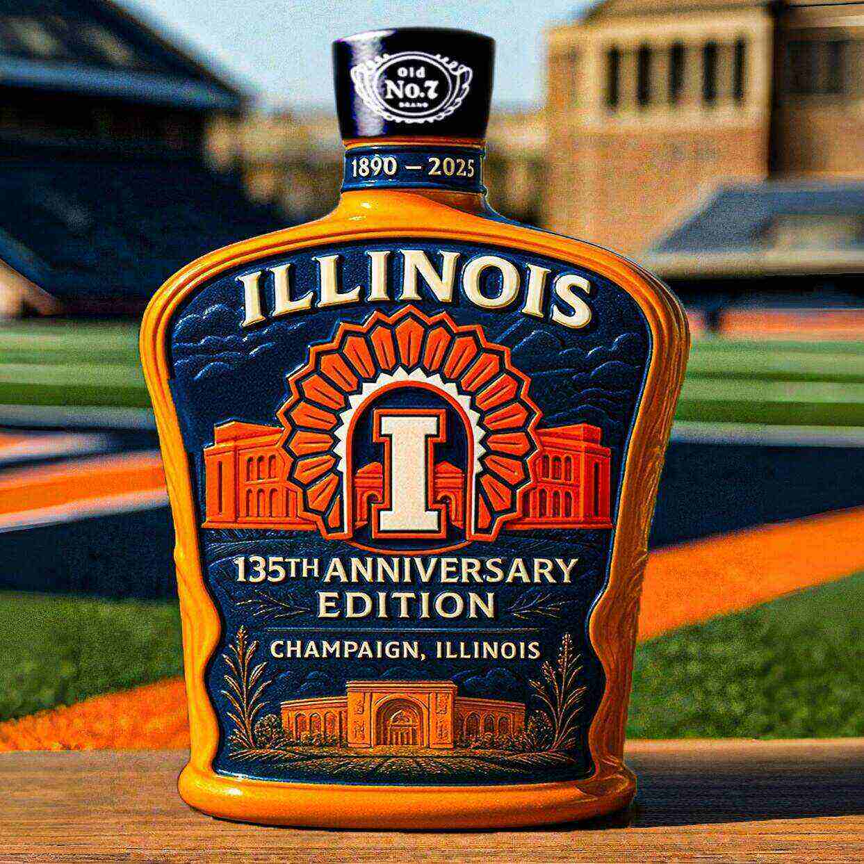 Illinois 135th Anniversary Whiskey Bottle