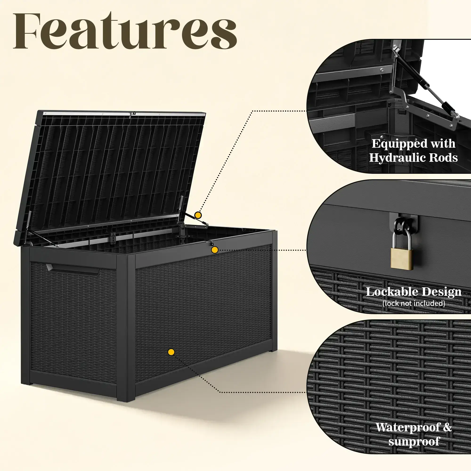 180/230/260 Gallon Outdoor Storage Deck Box for Patio Furniture Cushions Garden Tools，Waterproof，Doubles as Table or Seating. Summervibes
