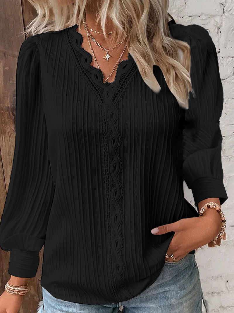 🔥Summer Arrivals🌟Women's V-neck Lace Patchwork Shirt