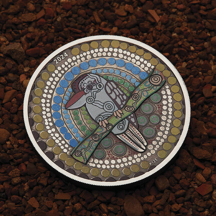 Kookaburra Kaa-Kaa 2024 2oz Silver Antiqued Coloured Coin