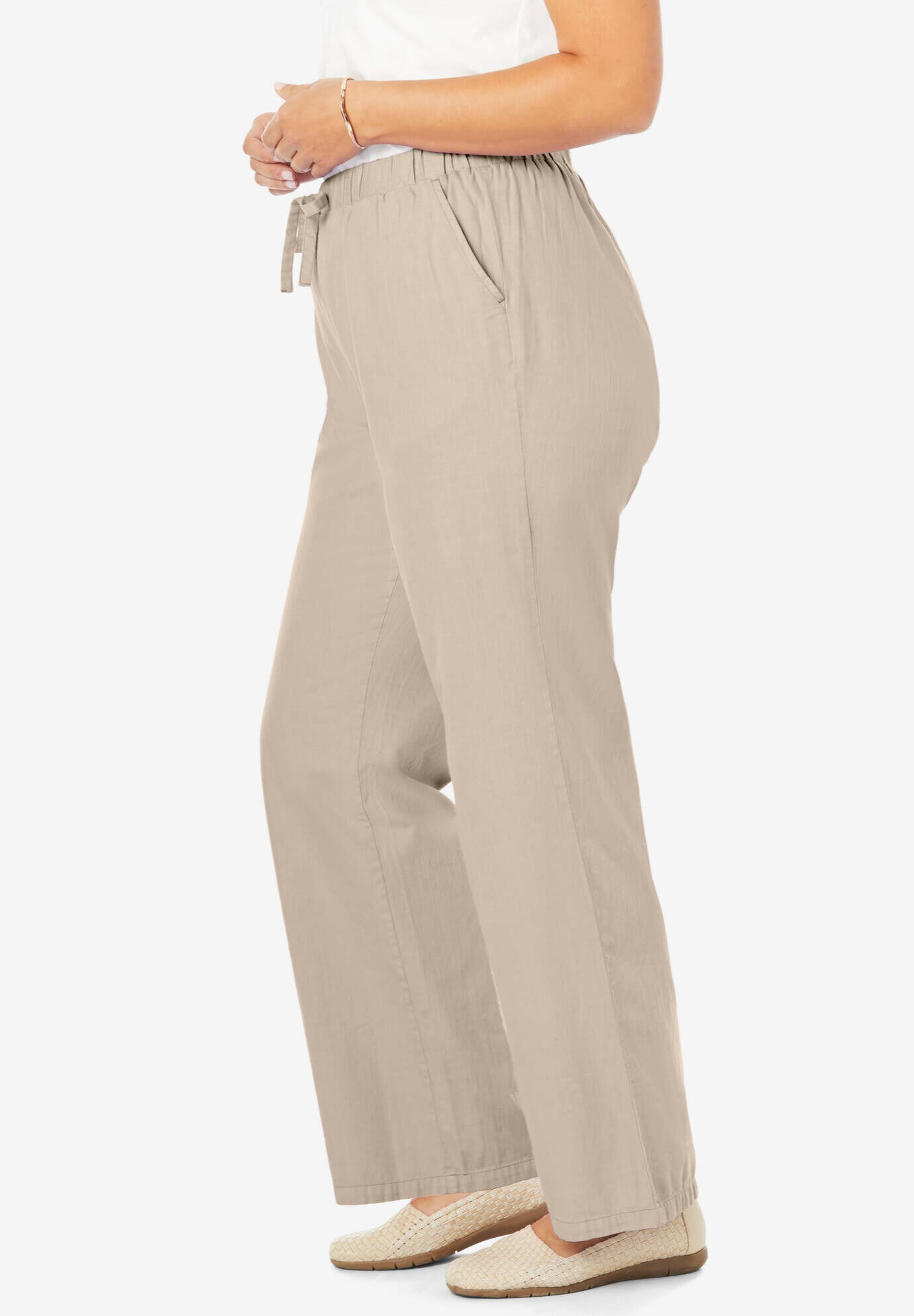 Drawstring Denim Wide-Leg Pant