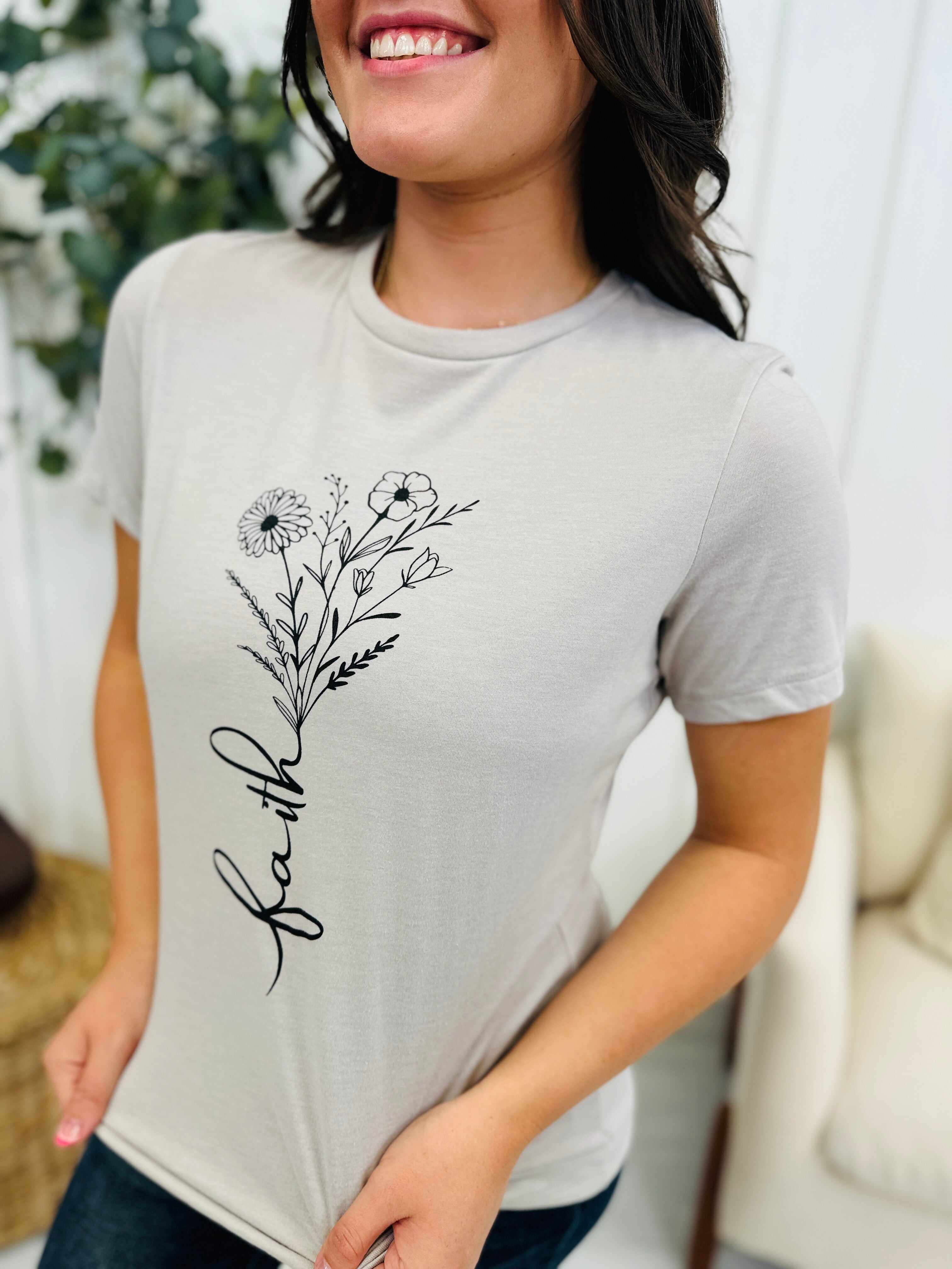 Faith Bouquet Graphic Tee- Multiple Colors!