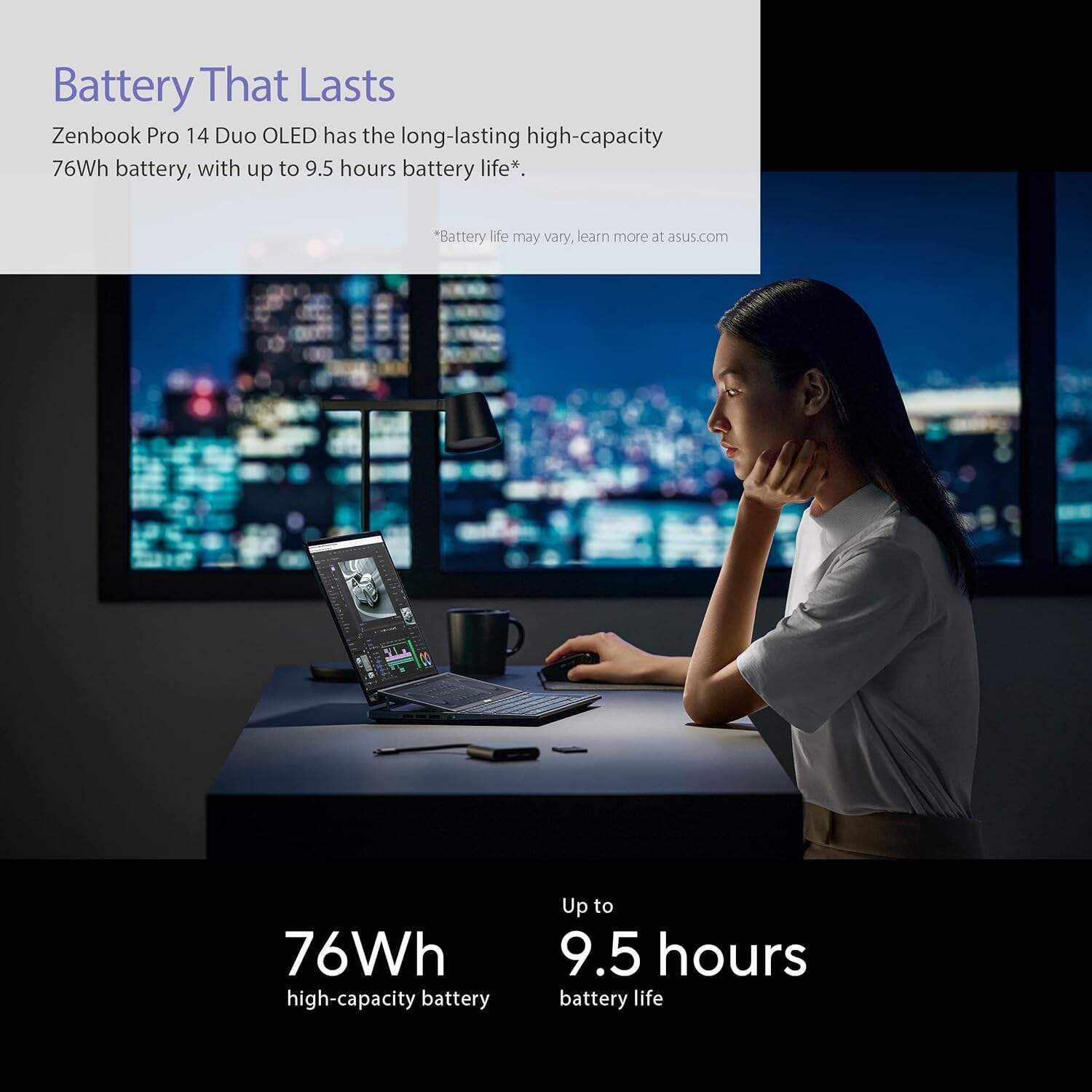 ASUS Zenbook Pro 14 Duo 14.5â€ 2.8K OLED Touch, 120Hz Refresh Rate, ScreenPad Plus, Intel i9-12900H CPU, RTX 3050Ti, 32GB RAM, 1TB SSD, Windows 11 Home, Tech Black, UX8402ZE-DB96T