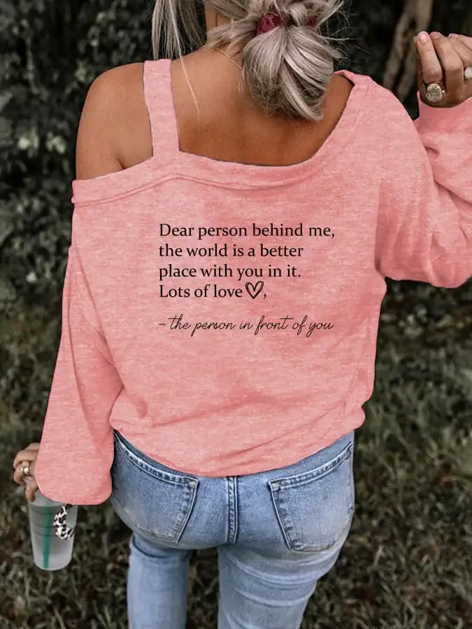 Women's Be Kind The World Is A Better Place With You In It Print Casual Balloon Sleeve T-Shirt