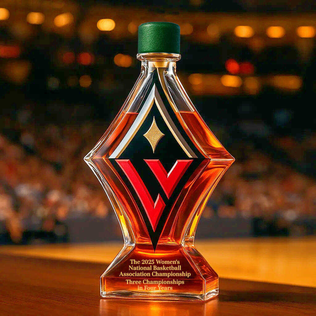 Whiskey bottle commemorating the Las Vegas Aces winning the 2025 WNBA championship