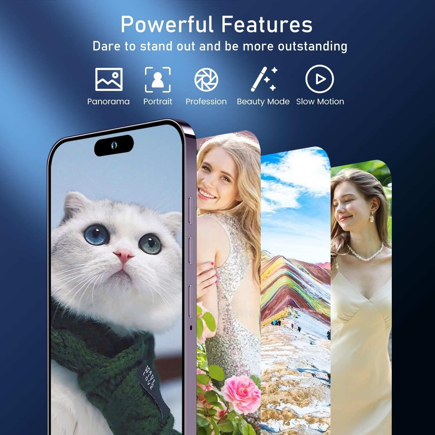 A15 Pro Max Smartphone, 6+256GB Unlocked Phone, Android 13.0, 48+108MP Zoom Camera, Long Battery Life 6800mAh, Dual SIM, 6.7“ HD Screen,5G Phone