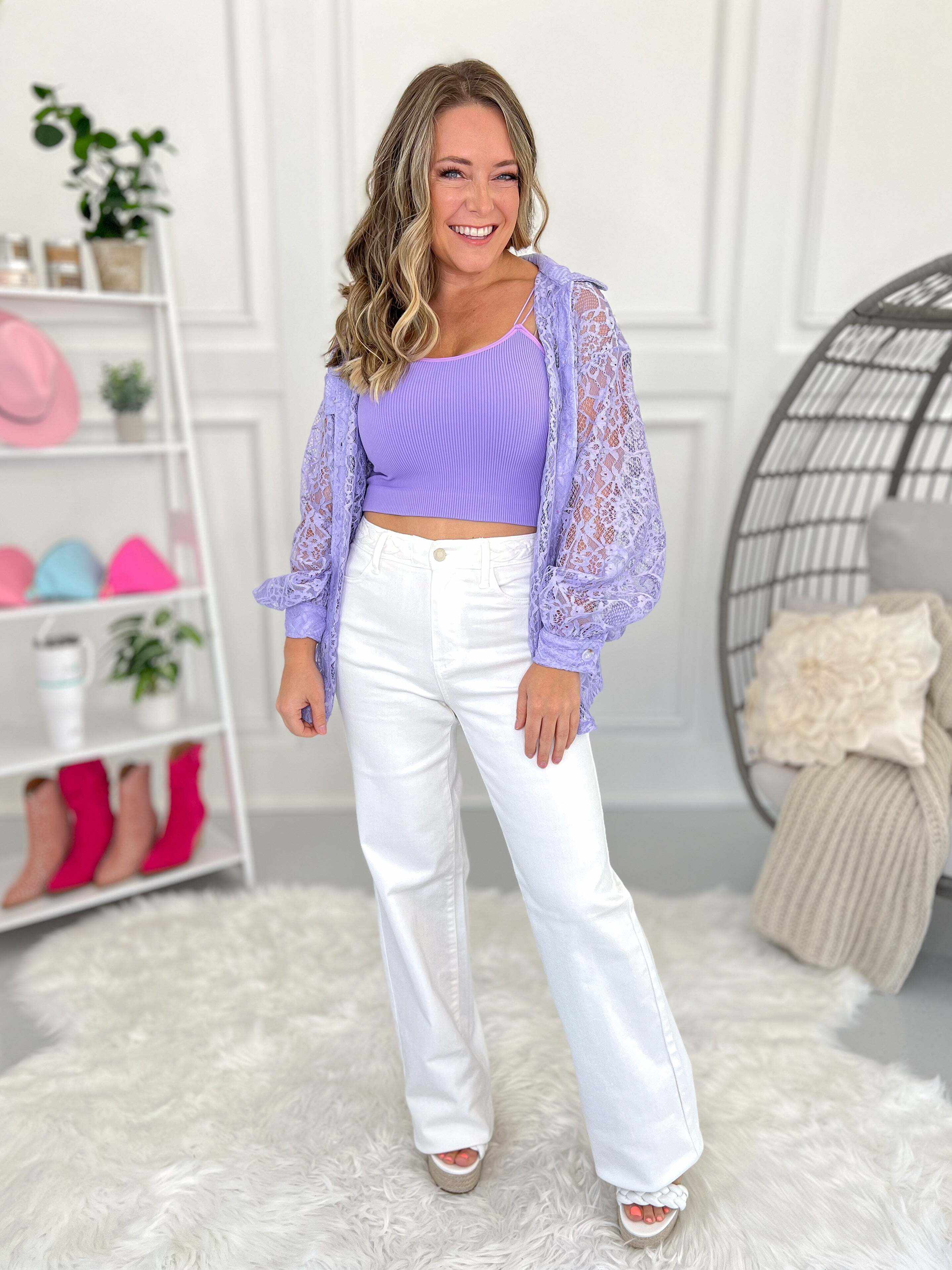 Christmas Braided Waistband Wide White Jeans - Final Sale