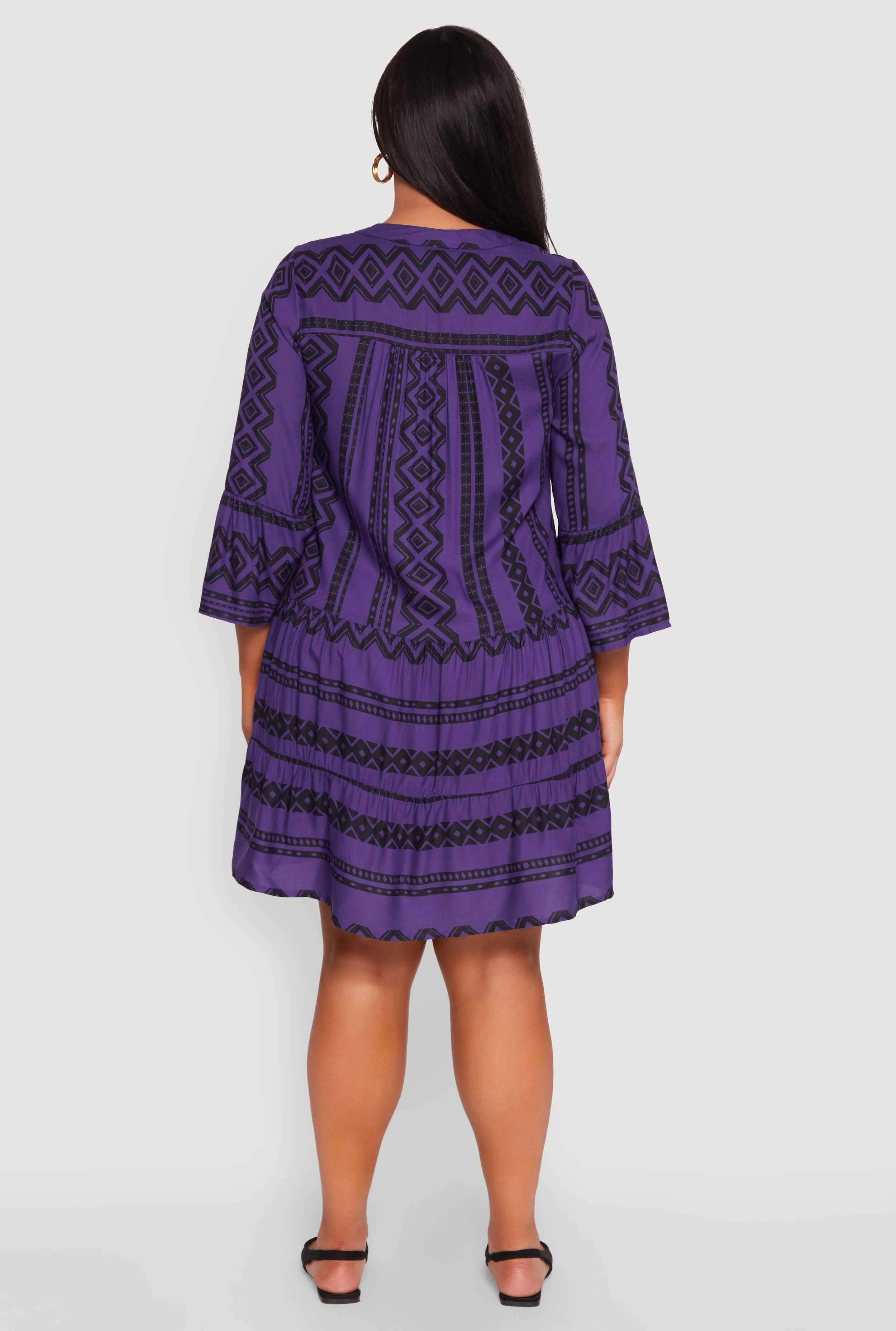 Plus Size Long Sleeve Tiered Dress