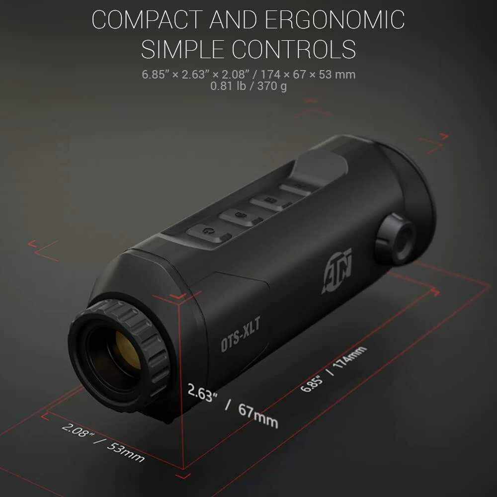 ATN OTS XLT Thermal Monocular w/ 50Hz Thermal Sensor, Smart Rangefinder, Classic Ergonomics, 10hrs+ Battery Power