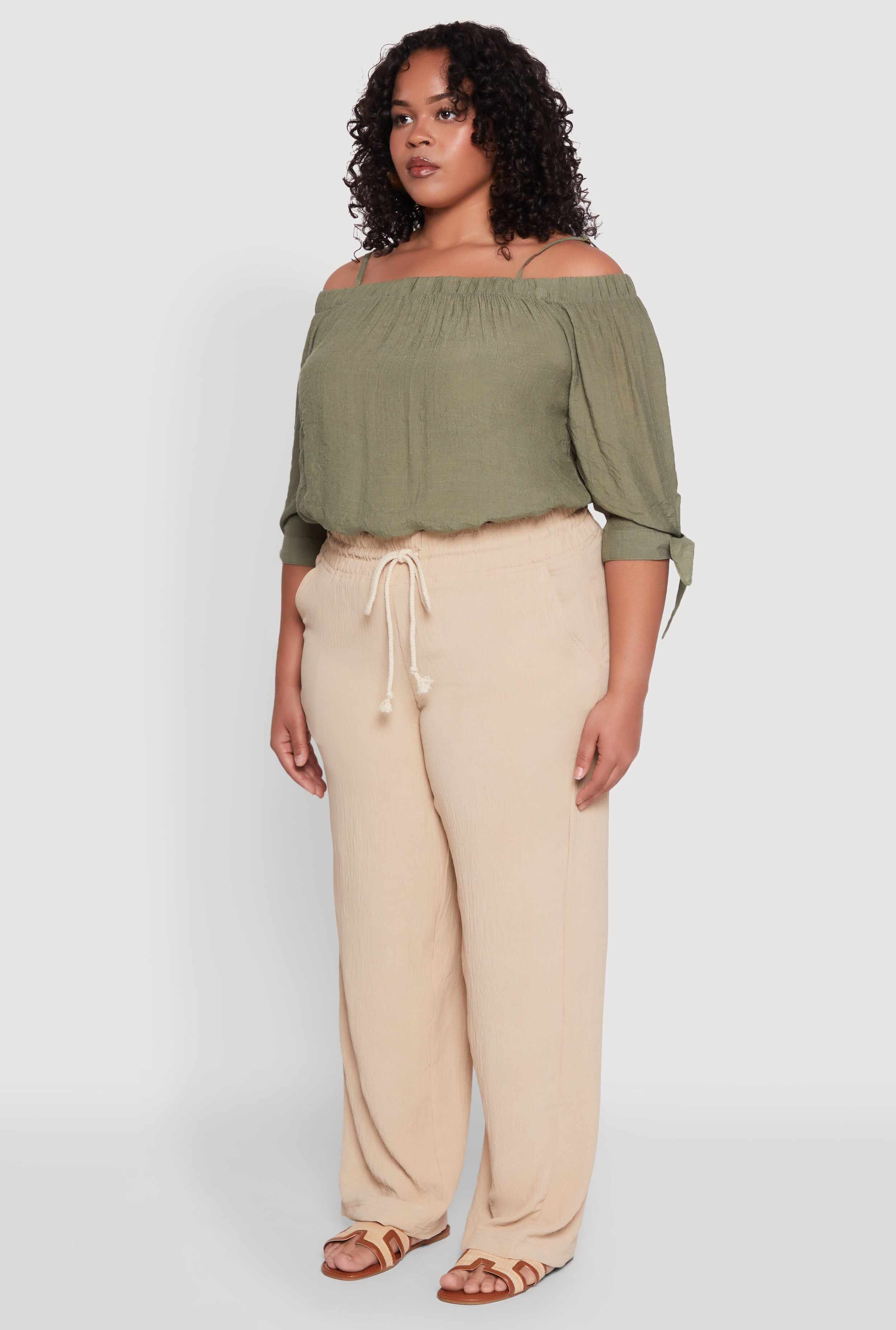 Plus Size Airy High Waisted Palazzo Pants
