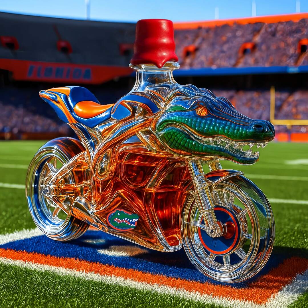 Florida Gators Motorcycle Whiskey Bottle