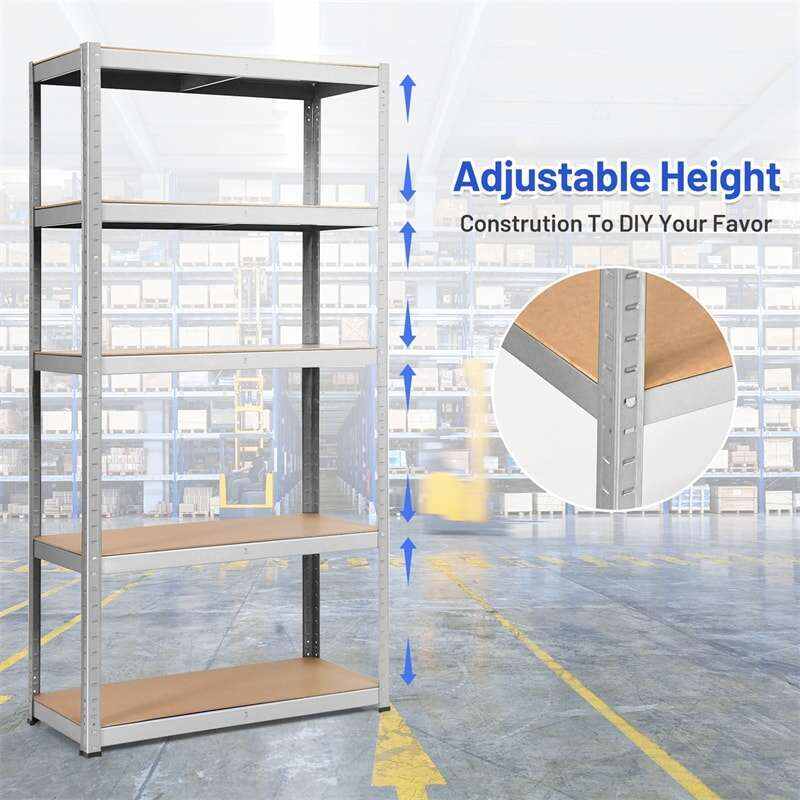 72 Inch 5-Shelf Steel Garage Storage Rack Display Stand with Adjustable Shelves