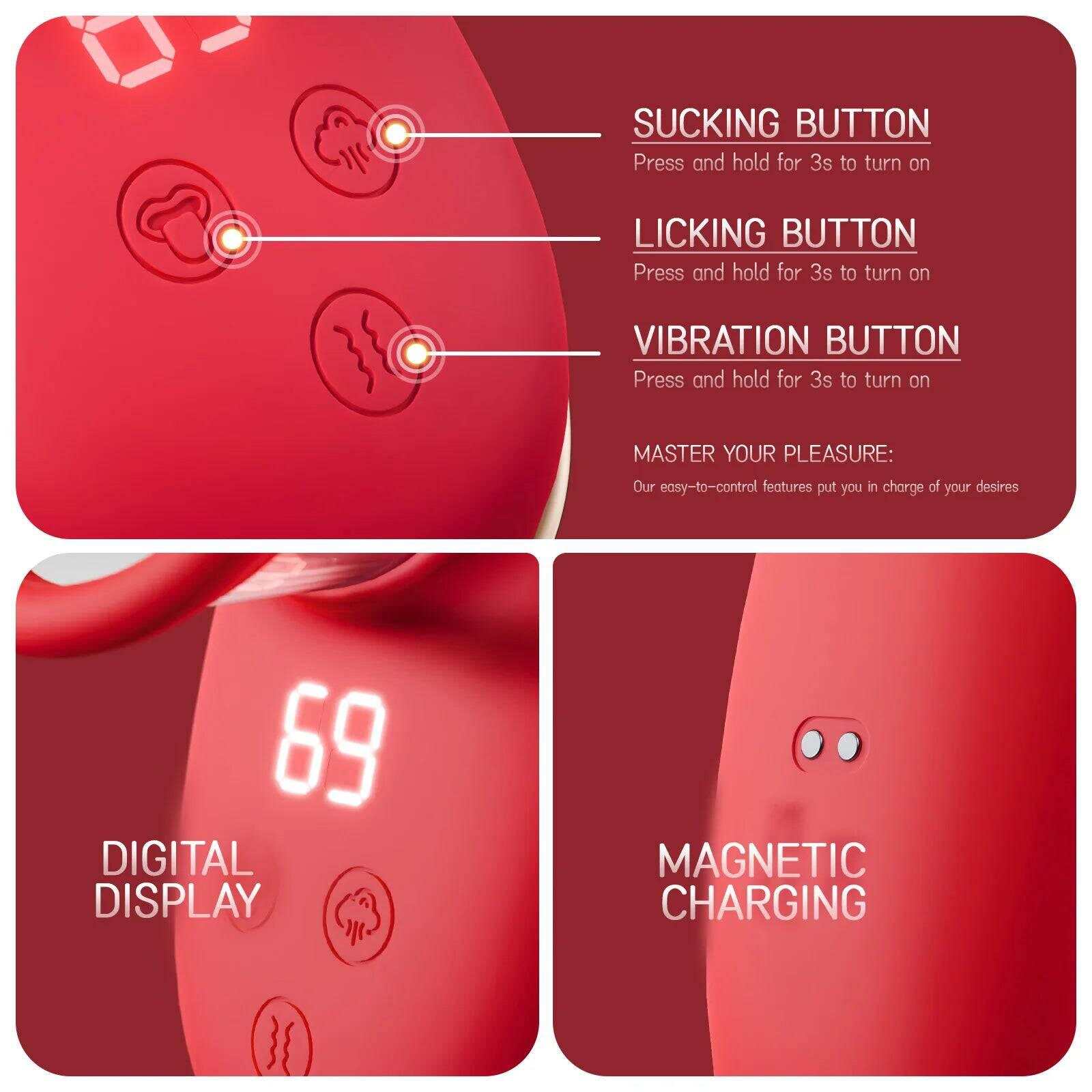 Clitoral Vibrator: Sucking & Licking Tongue Sex Toy, Nipple
