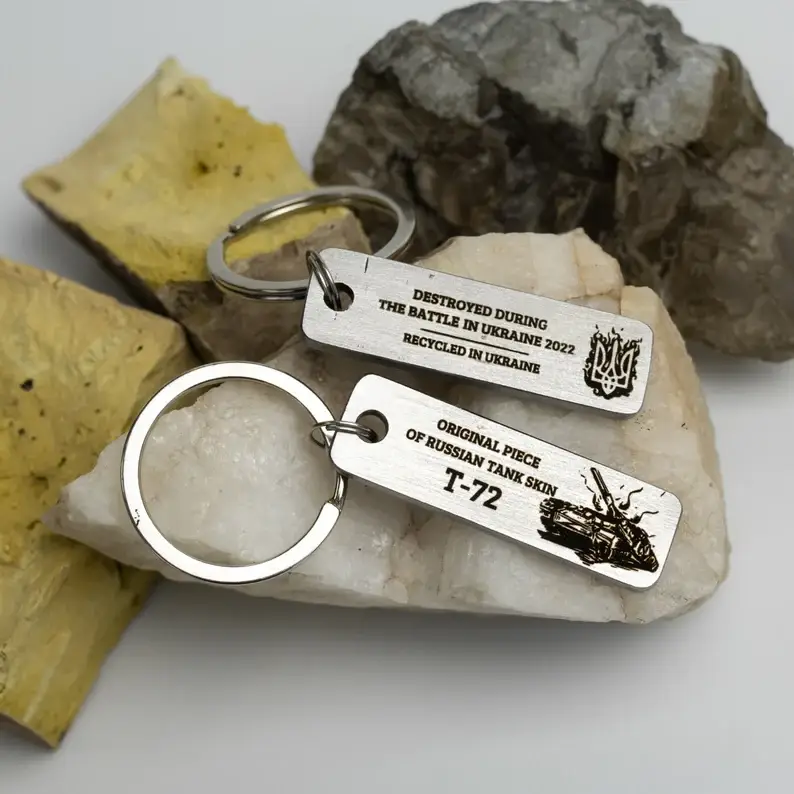 Piece of Russian Tank Memorial Keychain