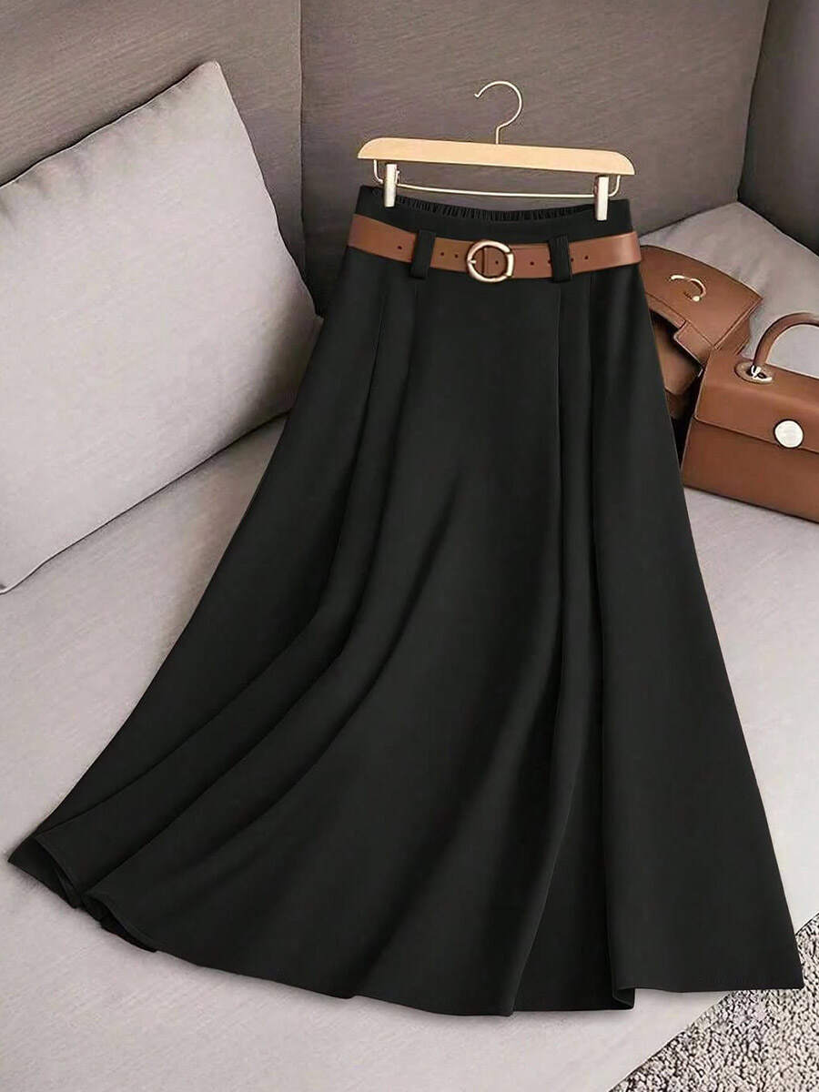 🔥Summer Arrivals🌟Women's Solid Color High Waist A-Line Casual Skirt