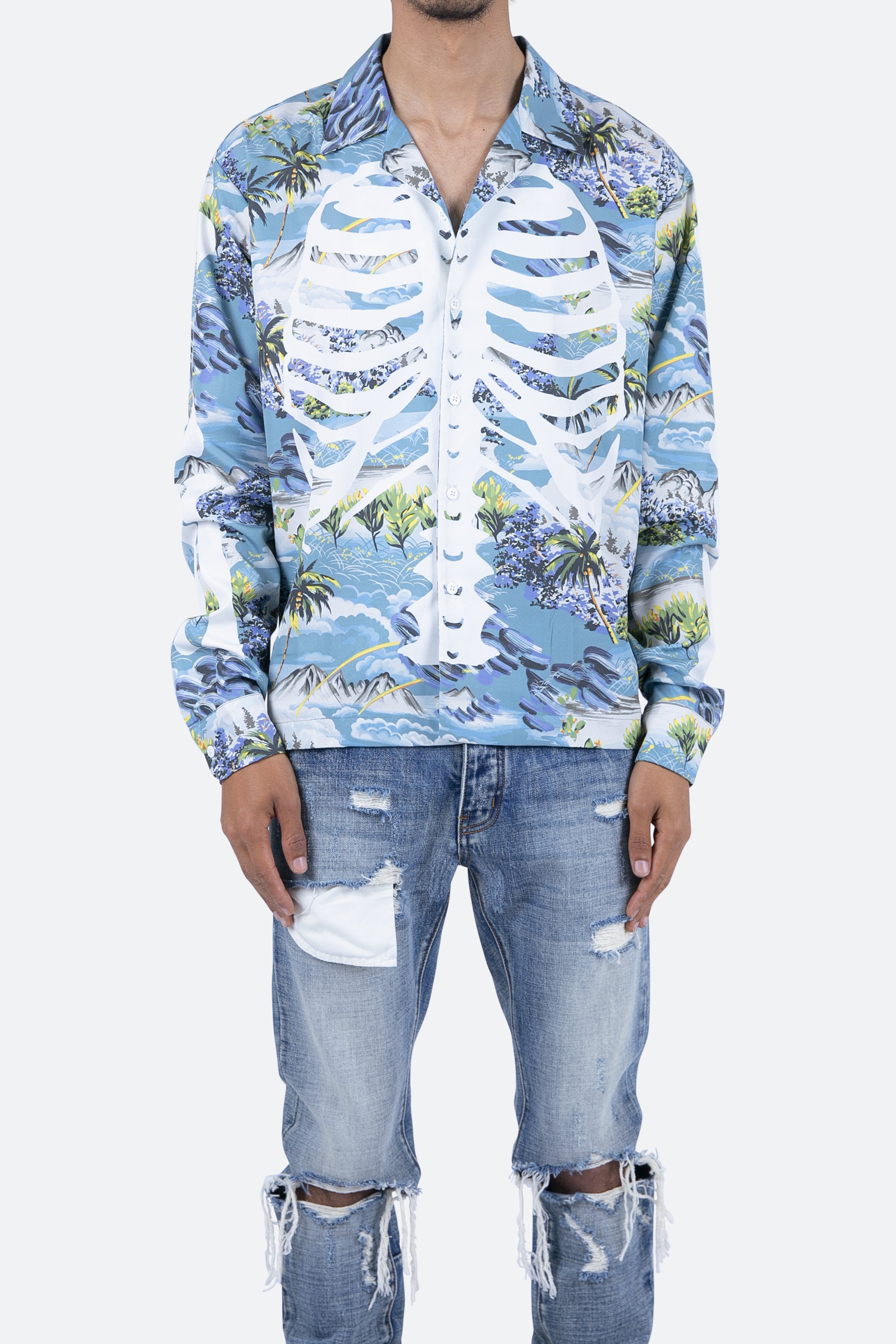 Skeleton Tropical Shirt - Blue