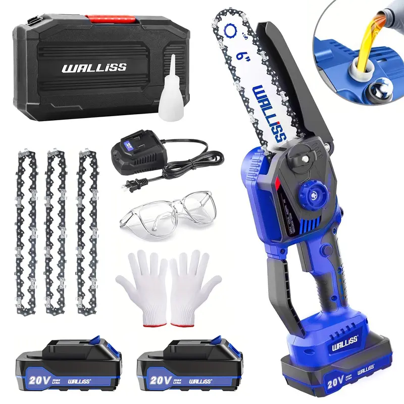 Mini Chainsaw Cordless 6 Inch Battery Powered 880W Motor 4020 RPM for Wood Cutting Tree Trimming Yard Work Garden Tools Gift for Men Dad Husband