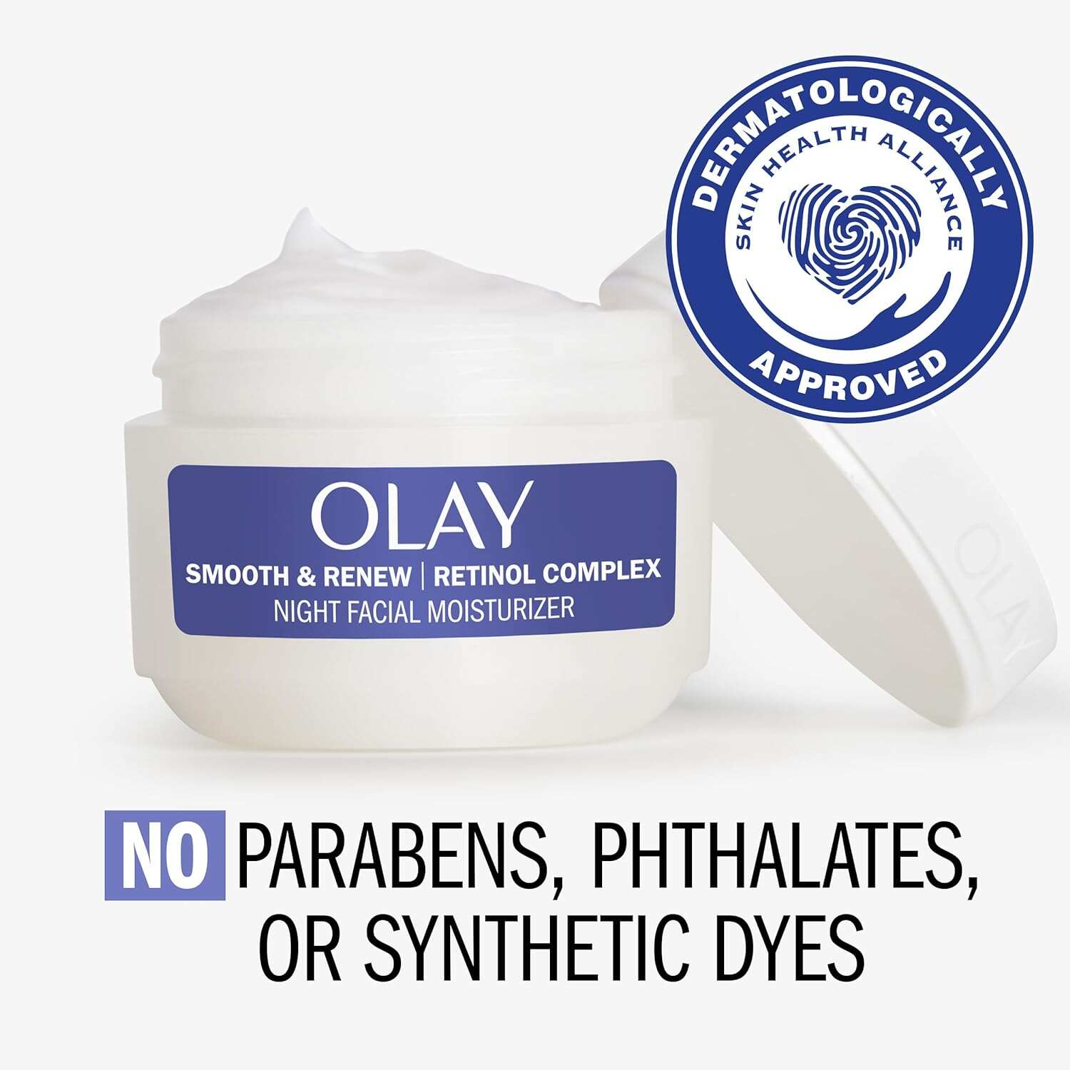 Olay Smooth & Renew Retinol Face Moisturizer, 2 oz Fragrance Free Night Cream for Fine Lines and Wrinkles with Retinoid Complex, Recyclable Eco Jar Packaging, Value Size
