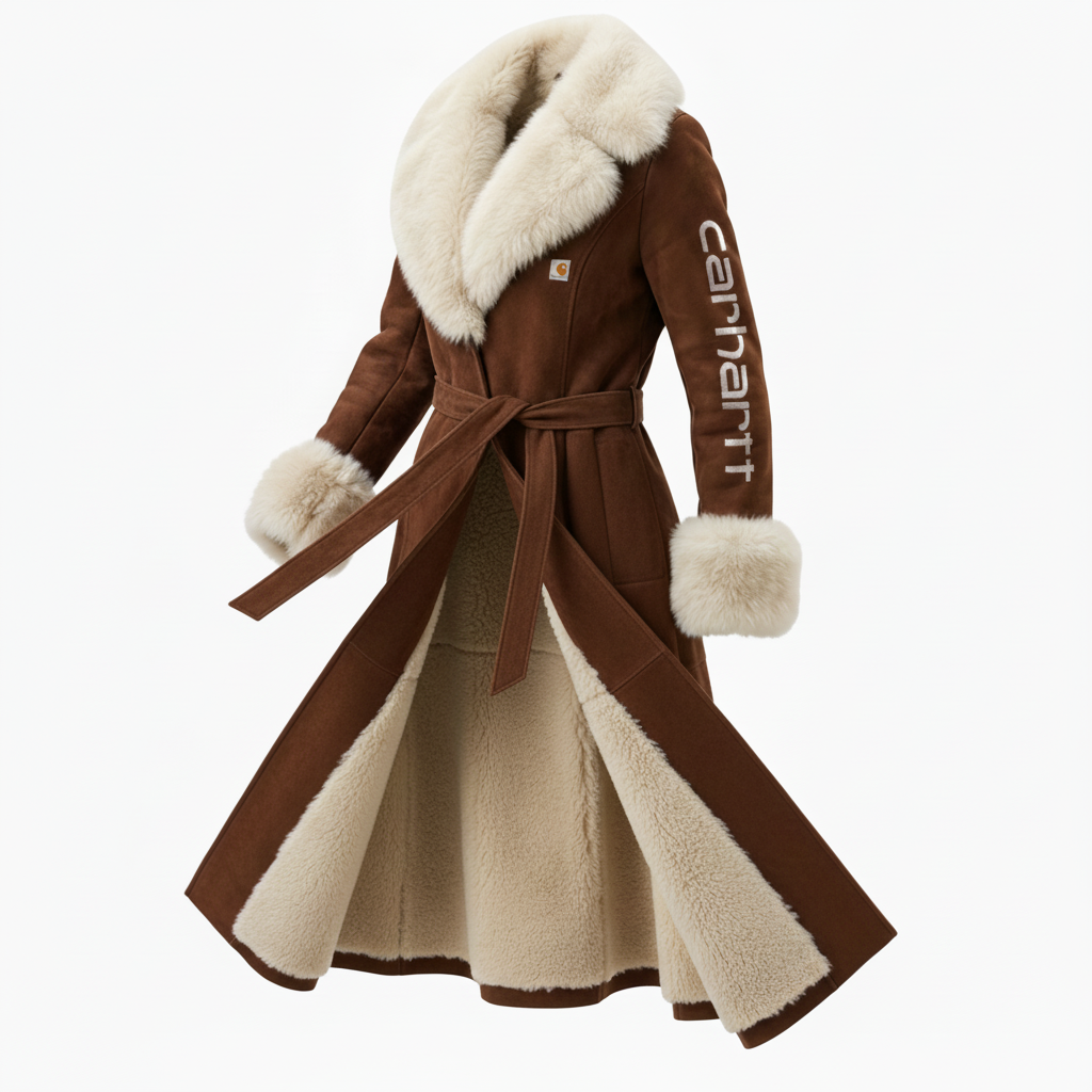 Luxurious Long Faux Fur Coat With Reversible Design For Winter Elegance