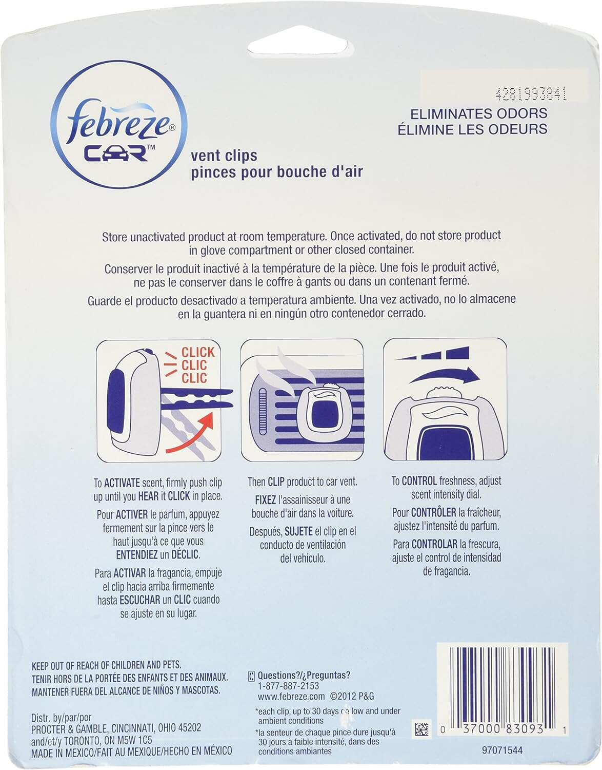 Febreze Car Air Fresheners, New Car Scent, Odor Eliminator for Strong Odors Car Vent Clips (2 Count)