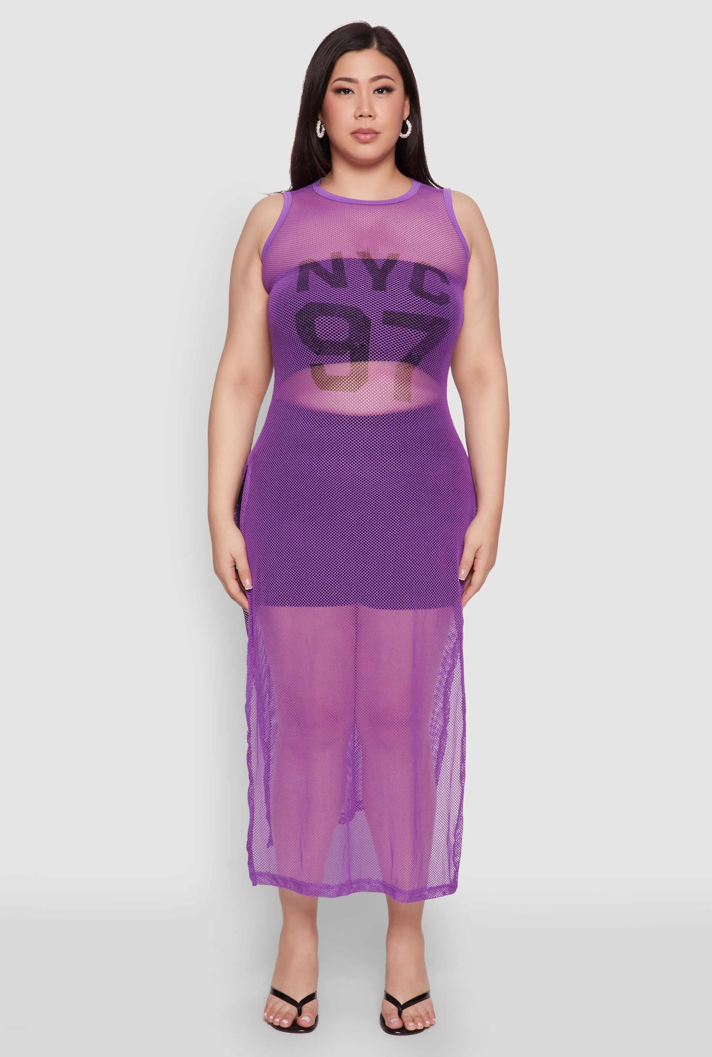 Plus Size NYC 97 Fishnet Maxi Top