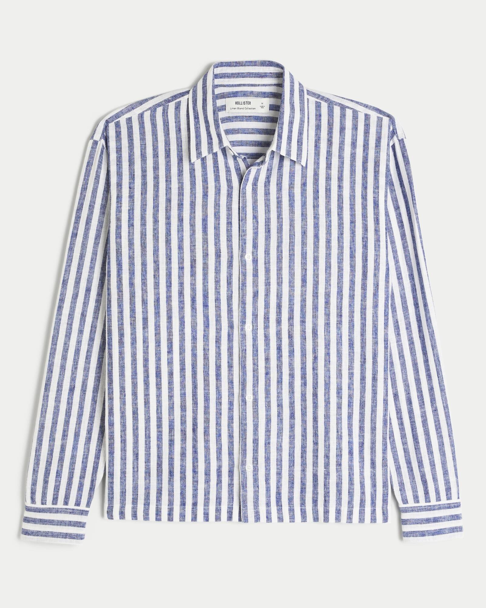 Linen-Blend Button-Through Shirt