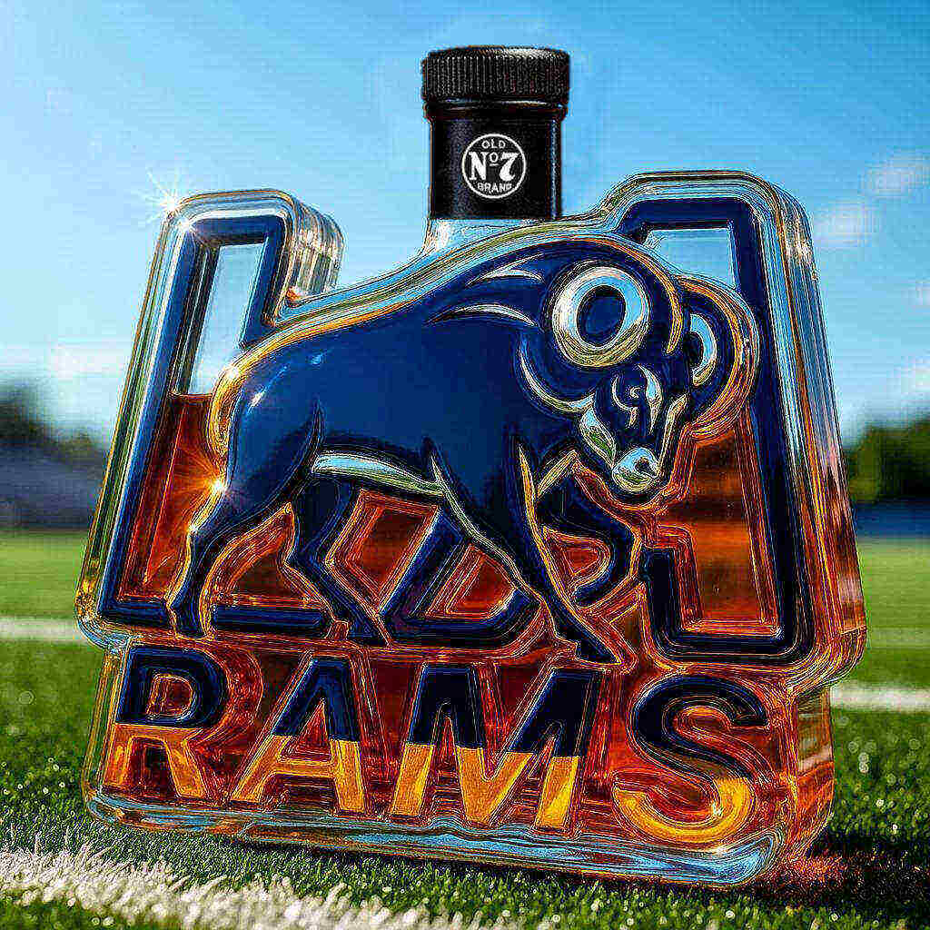 LA Rams Whiskey Bottle